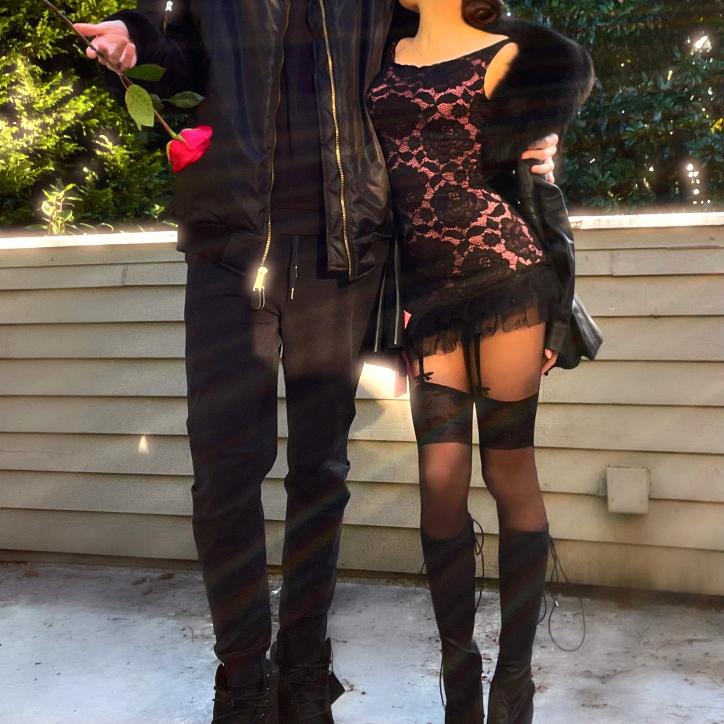 Rosette Noir - Black/Pink Bateau Neck Ruffle Mini Dress