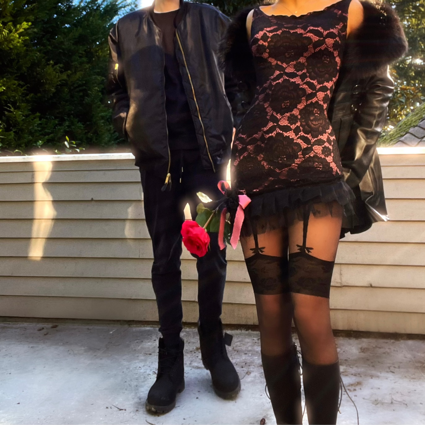 Rosette Noir - Black/Pink Bateau Neck Ruffle Mini Dress