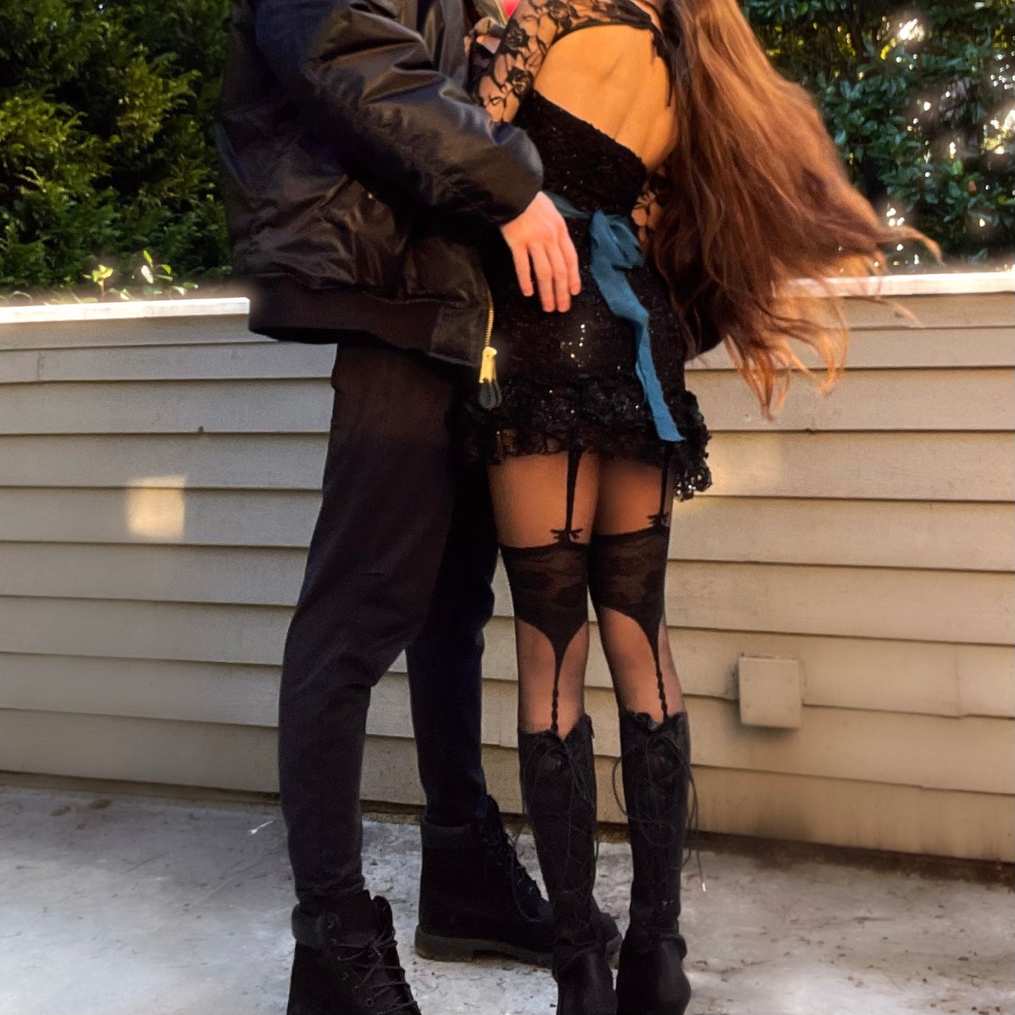 Obsidian Kiss - Black Sparkly Lace Ruffle Mini Dress