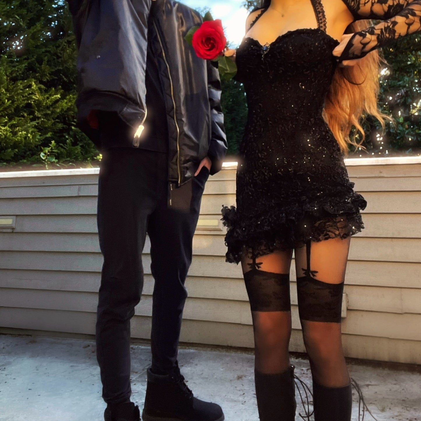 Obsidian Kiss - Black Sparkly Lace Ruffle Mini Dress