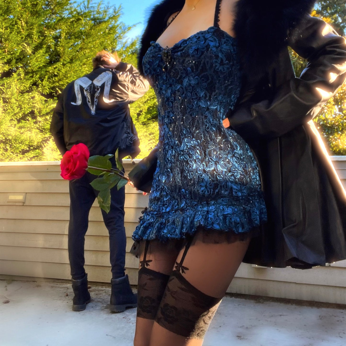 Persephone's Fairy - Blue Sparkly Lace Ruffle Mini Dress