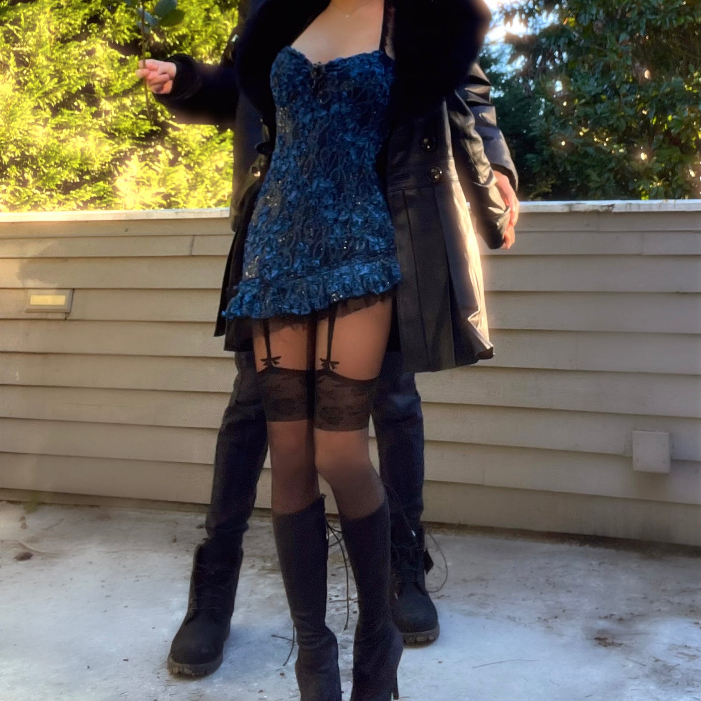 Persephone's Fairy - Blue Sparkly Lace Ruffle Mini Dress