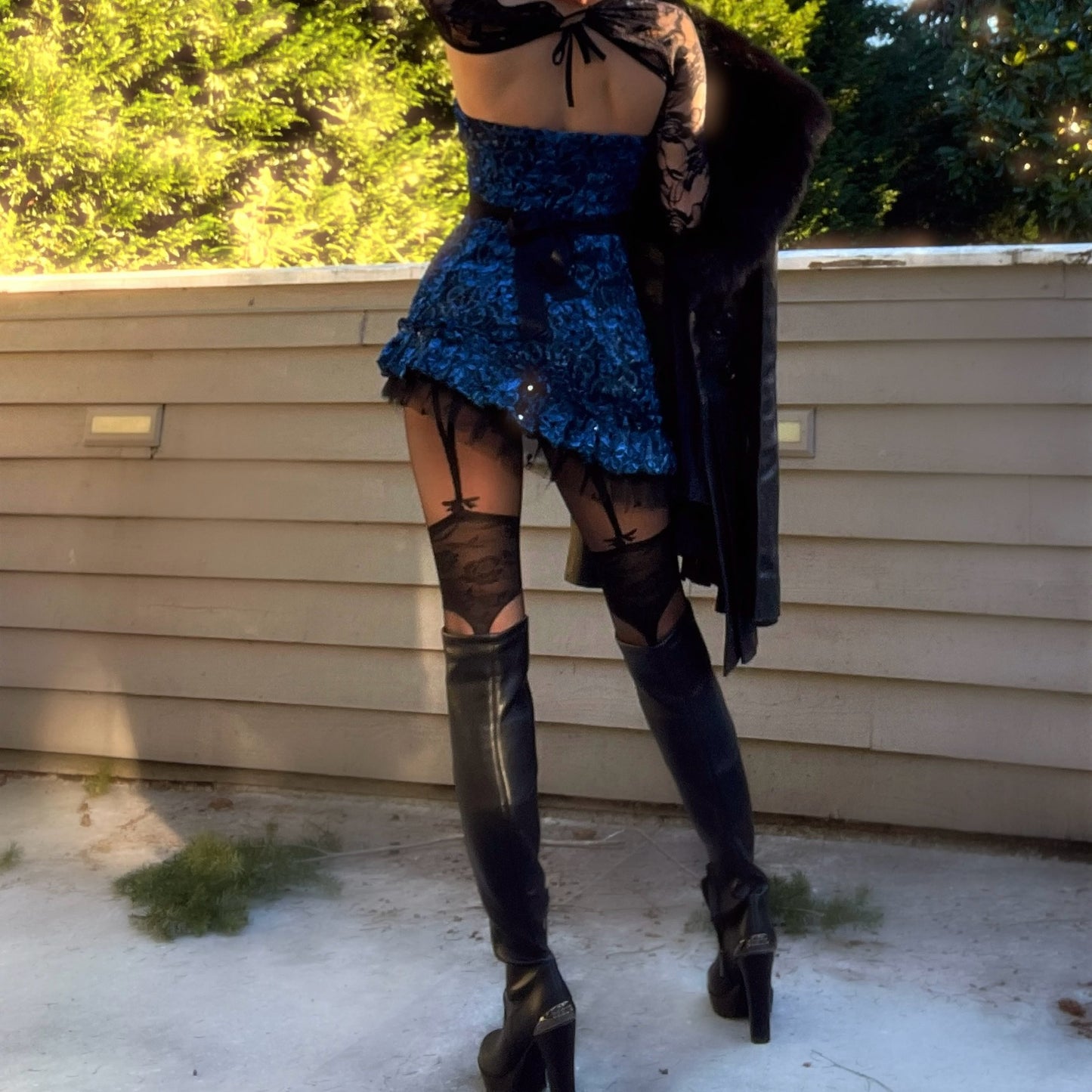 Persephone's Fairy - Blue Sparkly Lace Ruffle Mini Dress