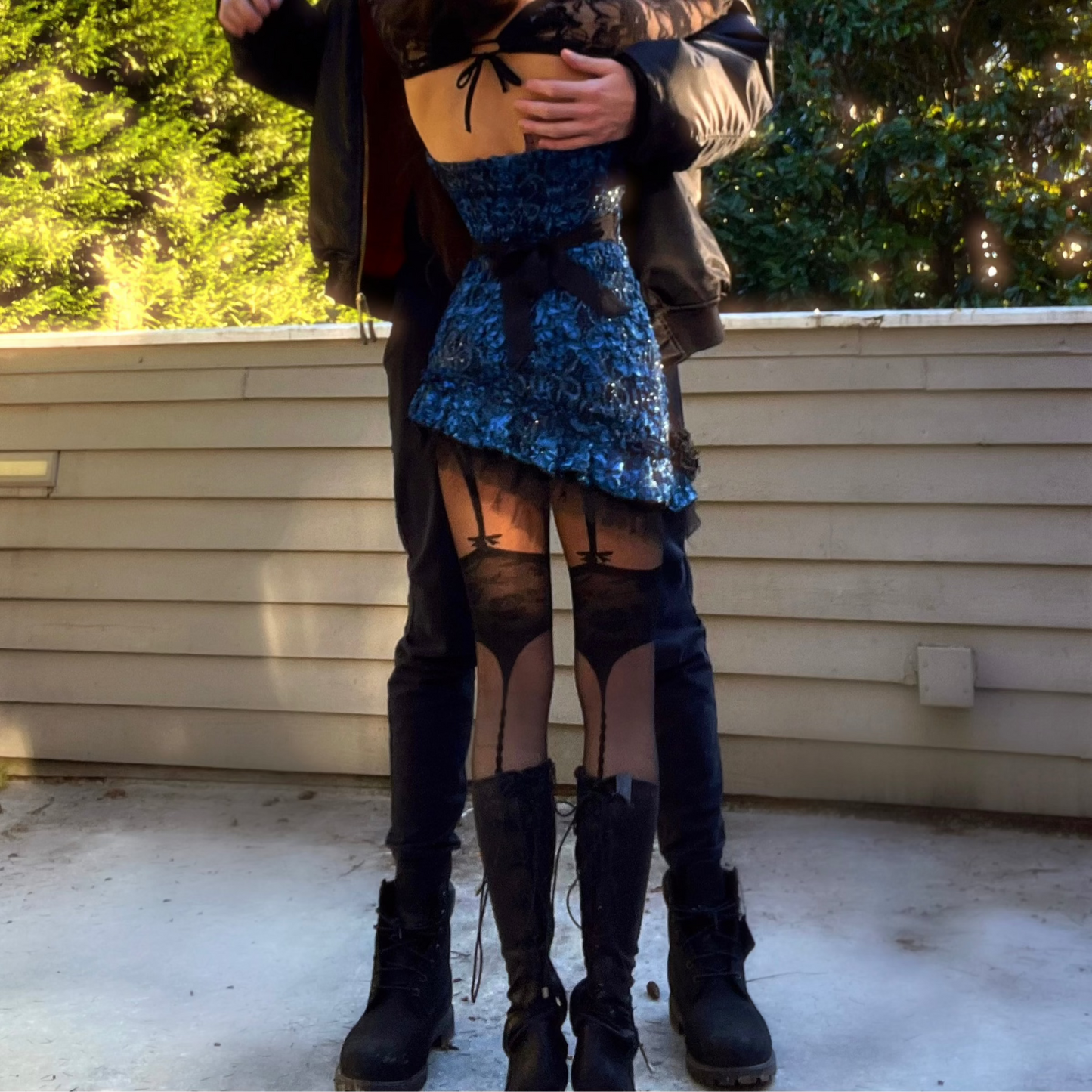 Persephone's Fairy - Blue Sparkly Lace Ruffle Mini Dress