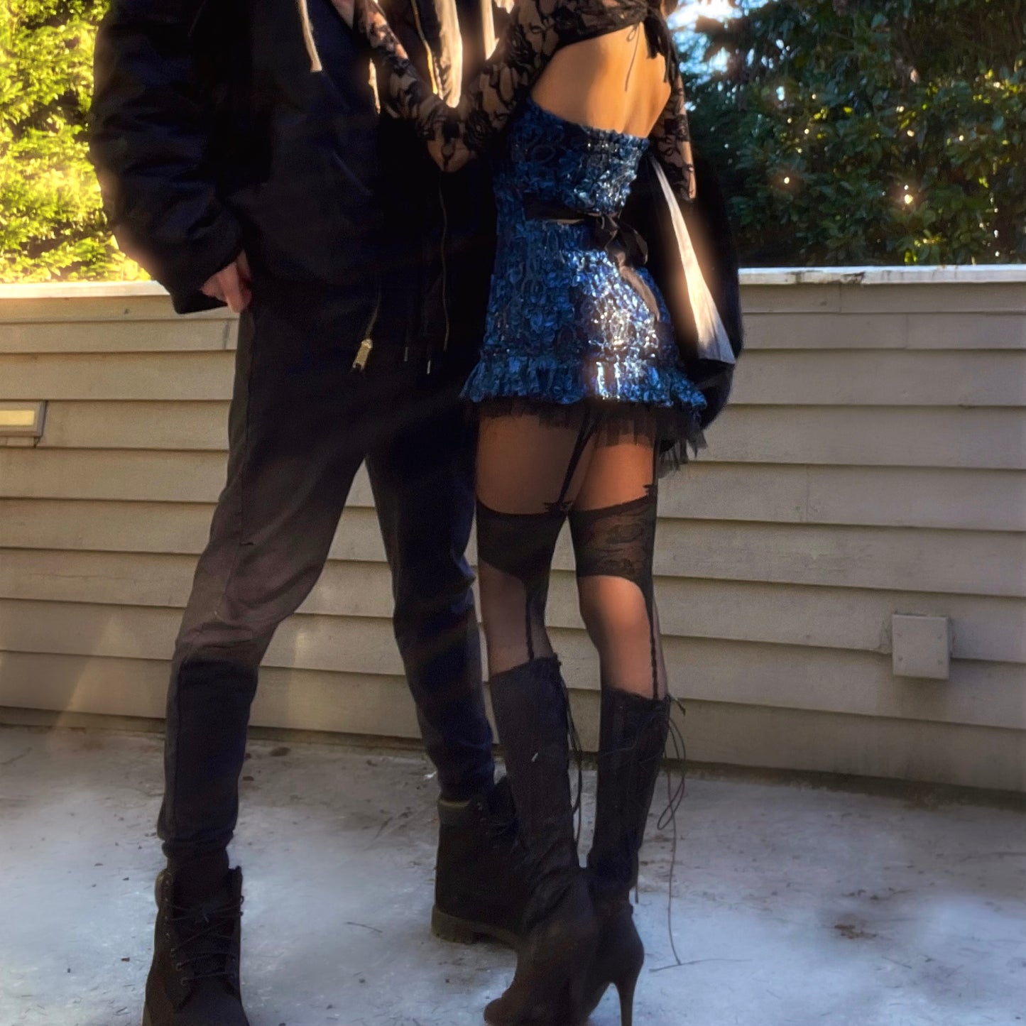 Persephone's Fairy - Blue Sparkly Lace Ruffle Mini Dress