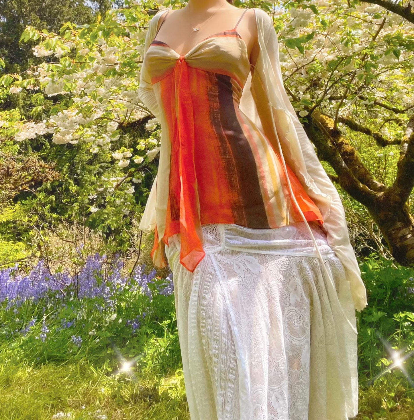 Vintage BCBG Orange Stripped Flowy Fairy Top