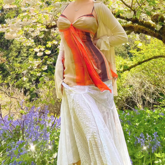 Vintage BCBG Orange Stripped Flowy Fairy Top