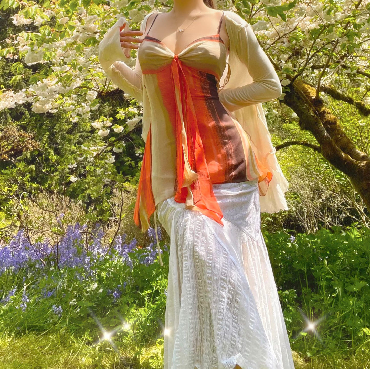 Vintage BCBG Orange Stripped Flowy Fairy Top