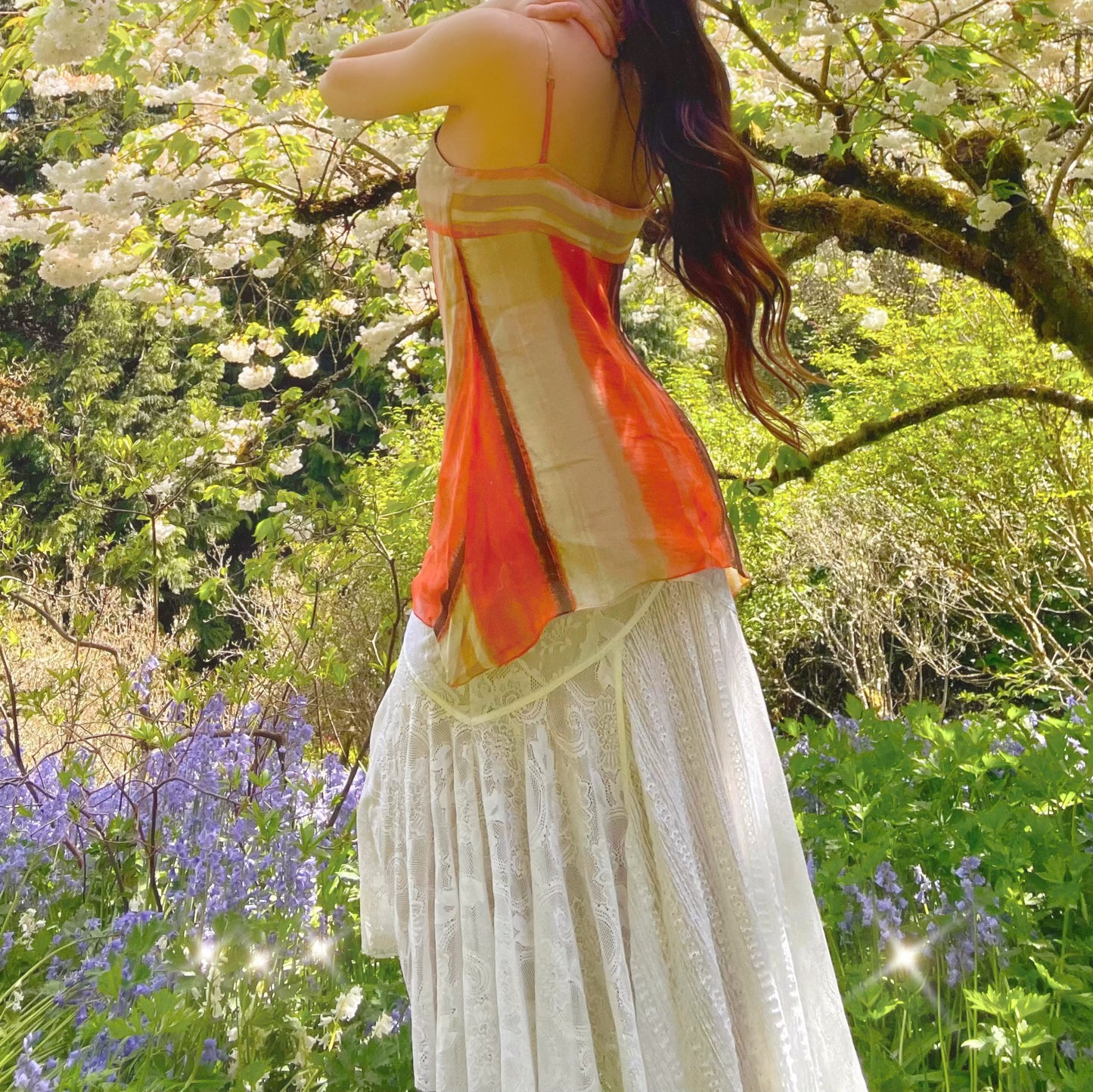 Vintage BCBG Orange Stripped Flowy Fairy Top