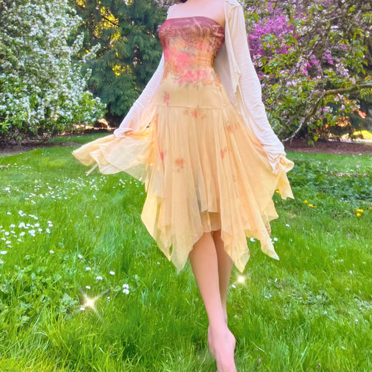 Vintage 90's Forever Floral Strapless Fairy Dress