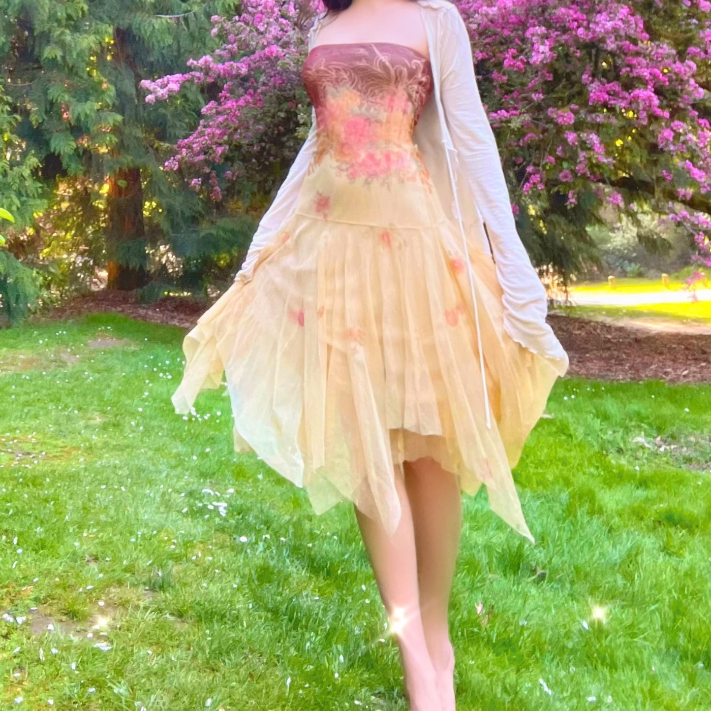 Vintage 90's Forever Floral Strapless Fairy Dress