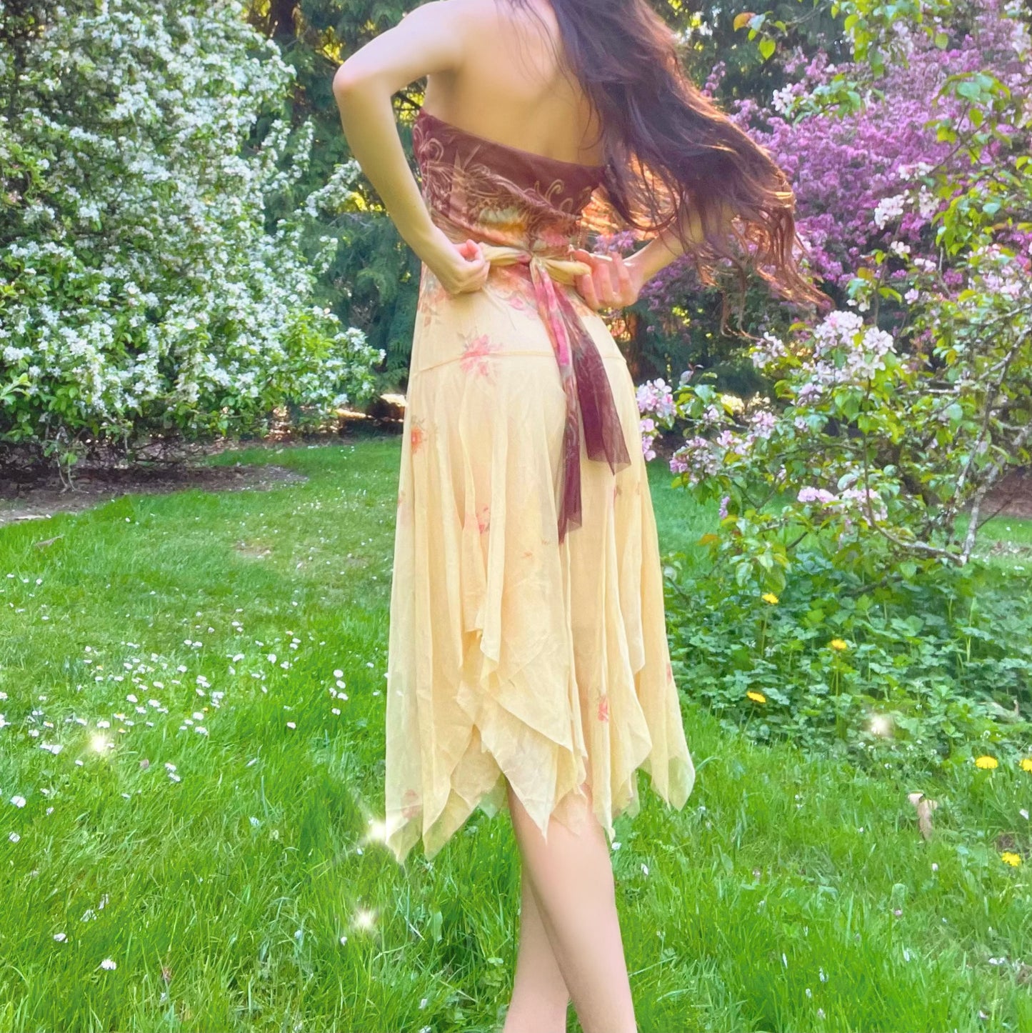 Vintage 90's Forever Floral Strapless Fairy Dress