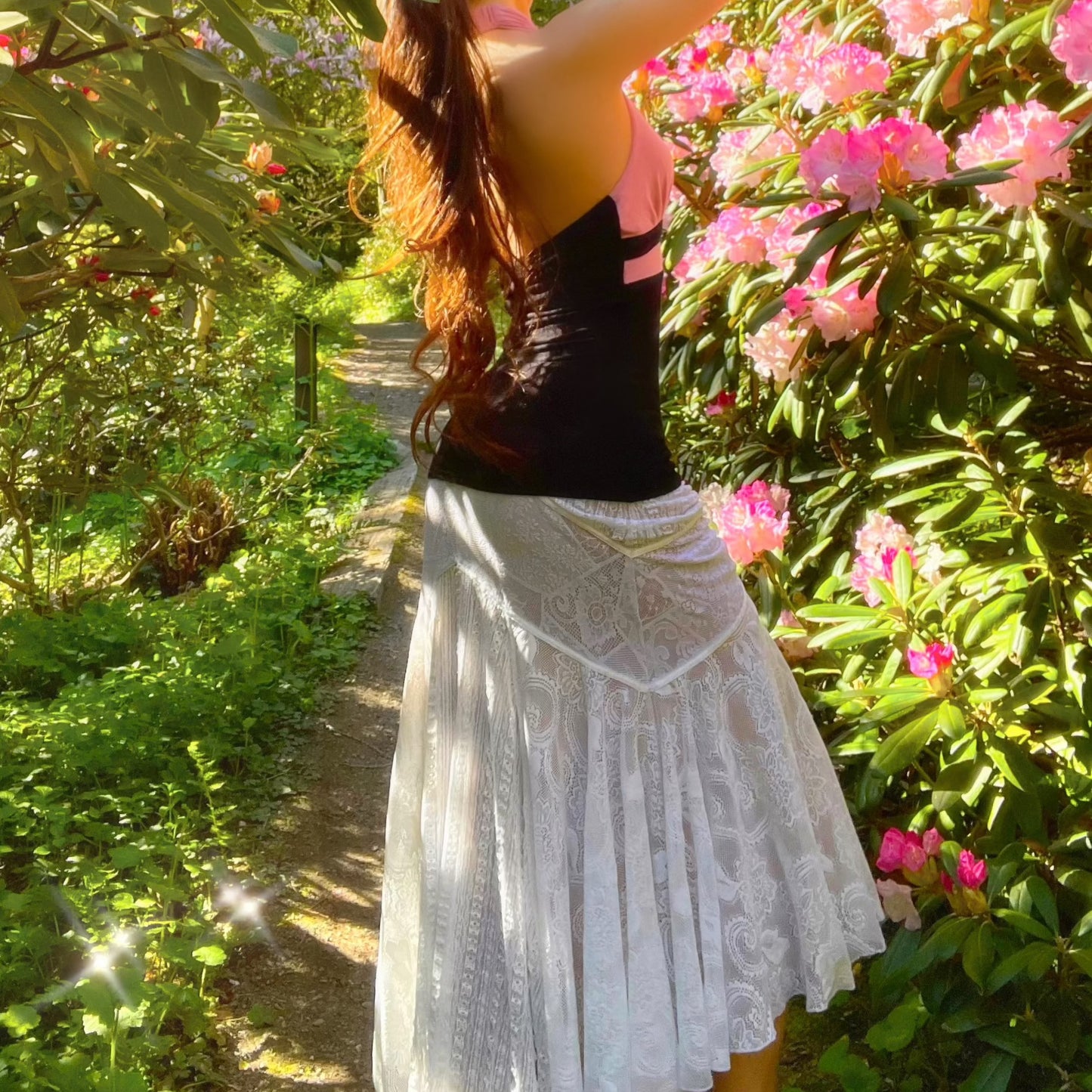 Vintage 90's Arden B Pink & Black Flower Halter Tank