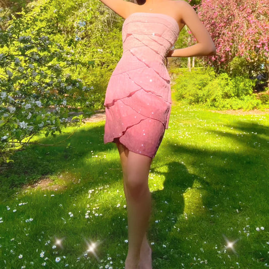 Vintage Bebe Sparkly Ombre Fairy Mini Dress