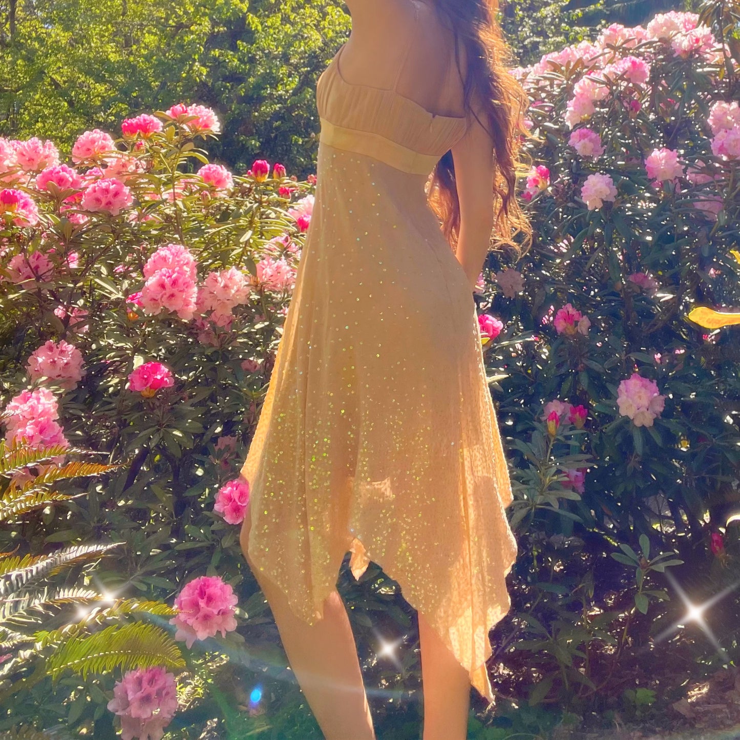 Vintage Bebe Nude Sparkly Silk Fairy Dress