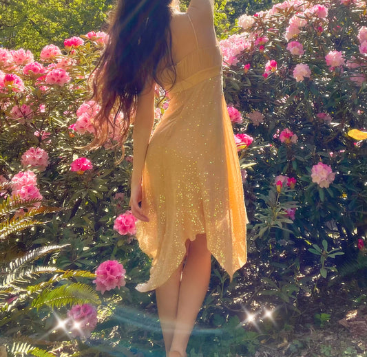 Vintage Bebe Nude Sparkly Silk Fairy Dress