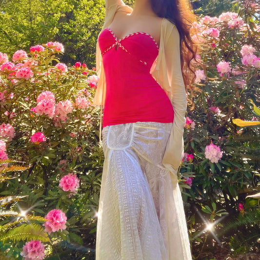 Vintage Bebe Hot Pink Sweetheart Strapless Tube Top