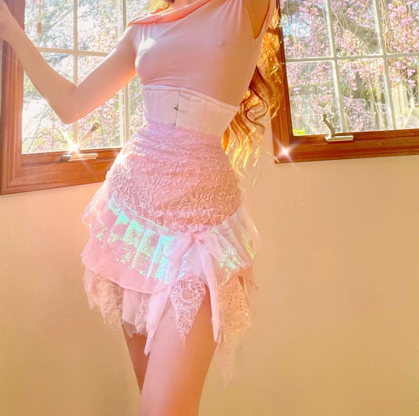 Pink Cherry Fairy Layered Mini Skirt