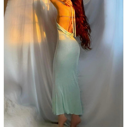 Minty Sea Green Cowl Neck Mermaid Midi/Maxi Dress