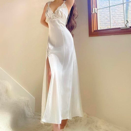 1990s Victoria’s Secret white beaded lace honeymoon bridal lingerie gown