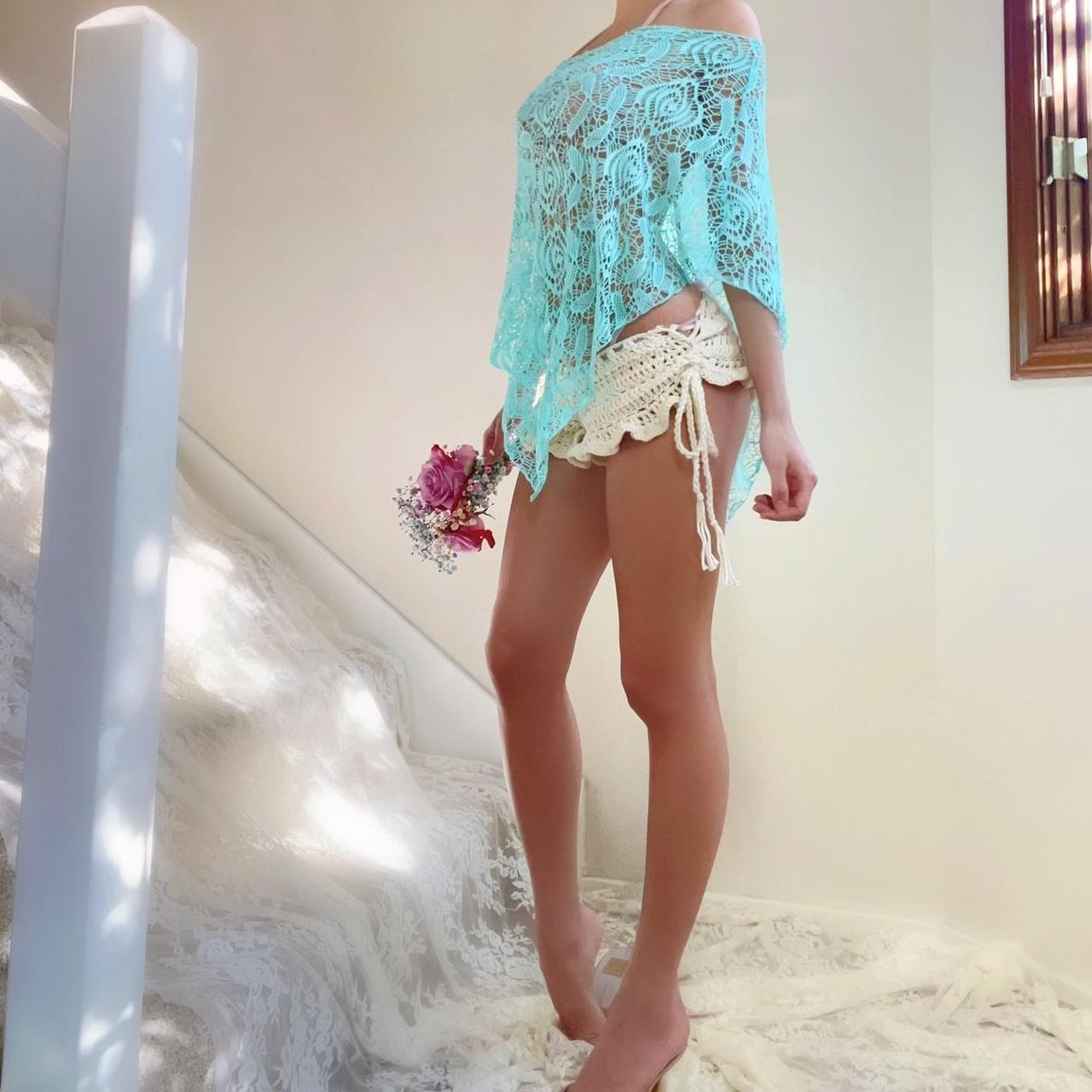 Turquoise Crochet Lace Mermaid Poncho