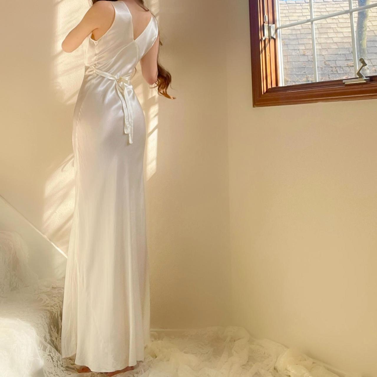 1930s antique bias cut white butterfly honeymoon bridal lingerie gown