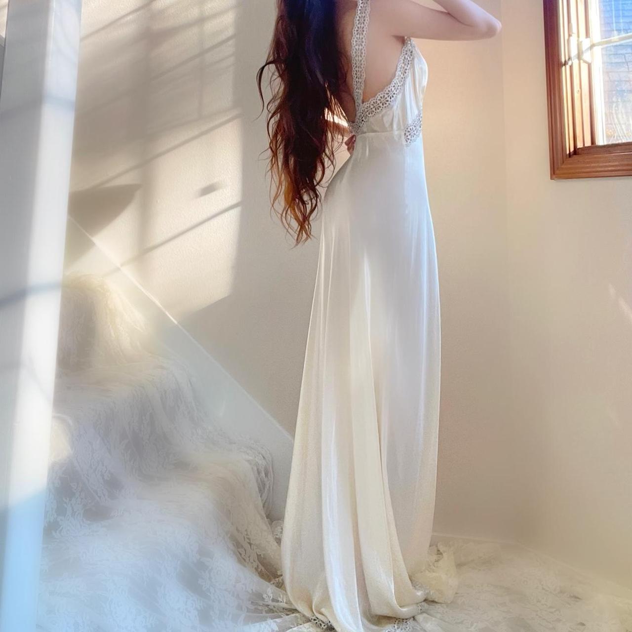 1930s antique ivory/pale yellow bias cut honeymoon bridal lingerie gown