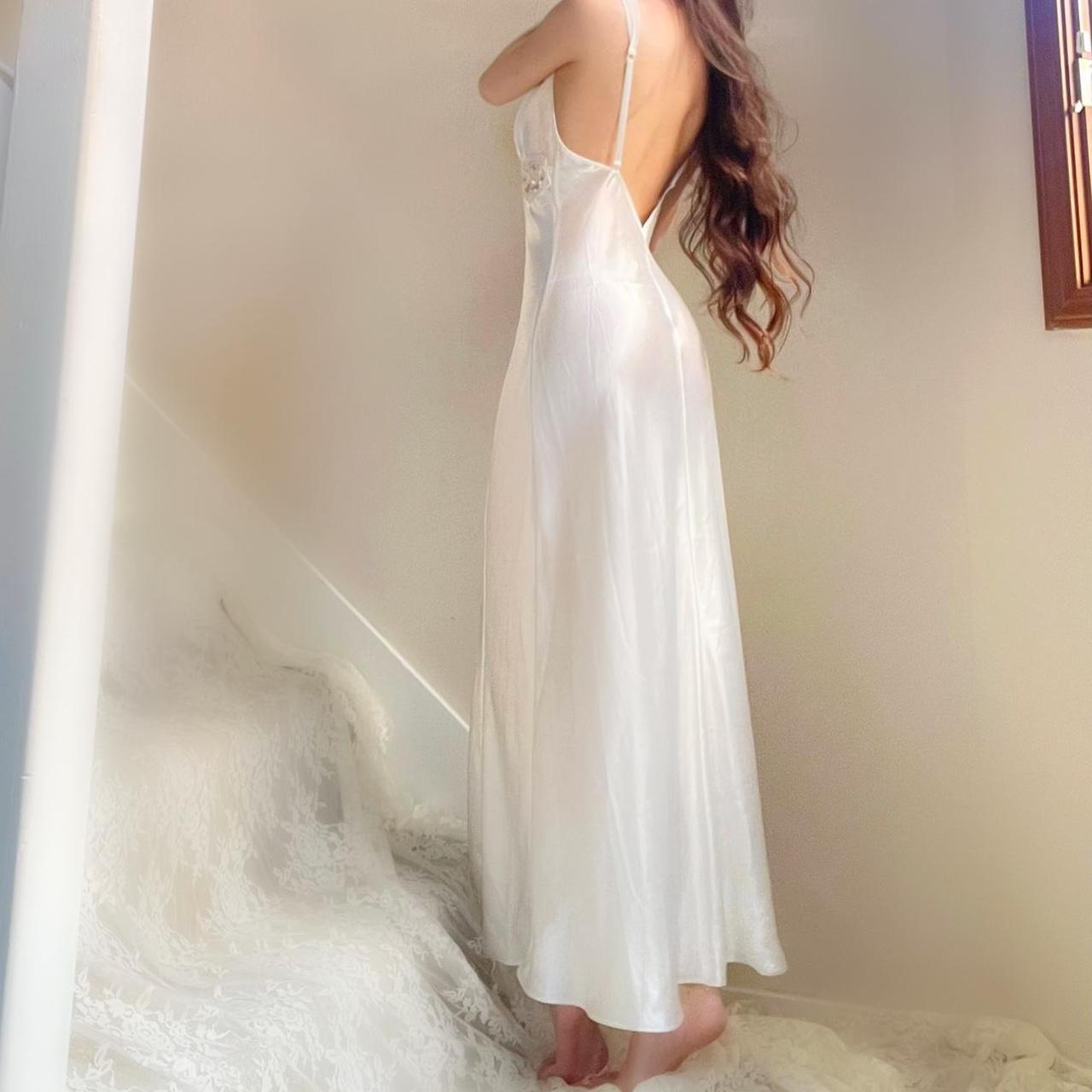 1990s Victoria’s Secret white beaded lace honeymoon bridal lingerie gown