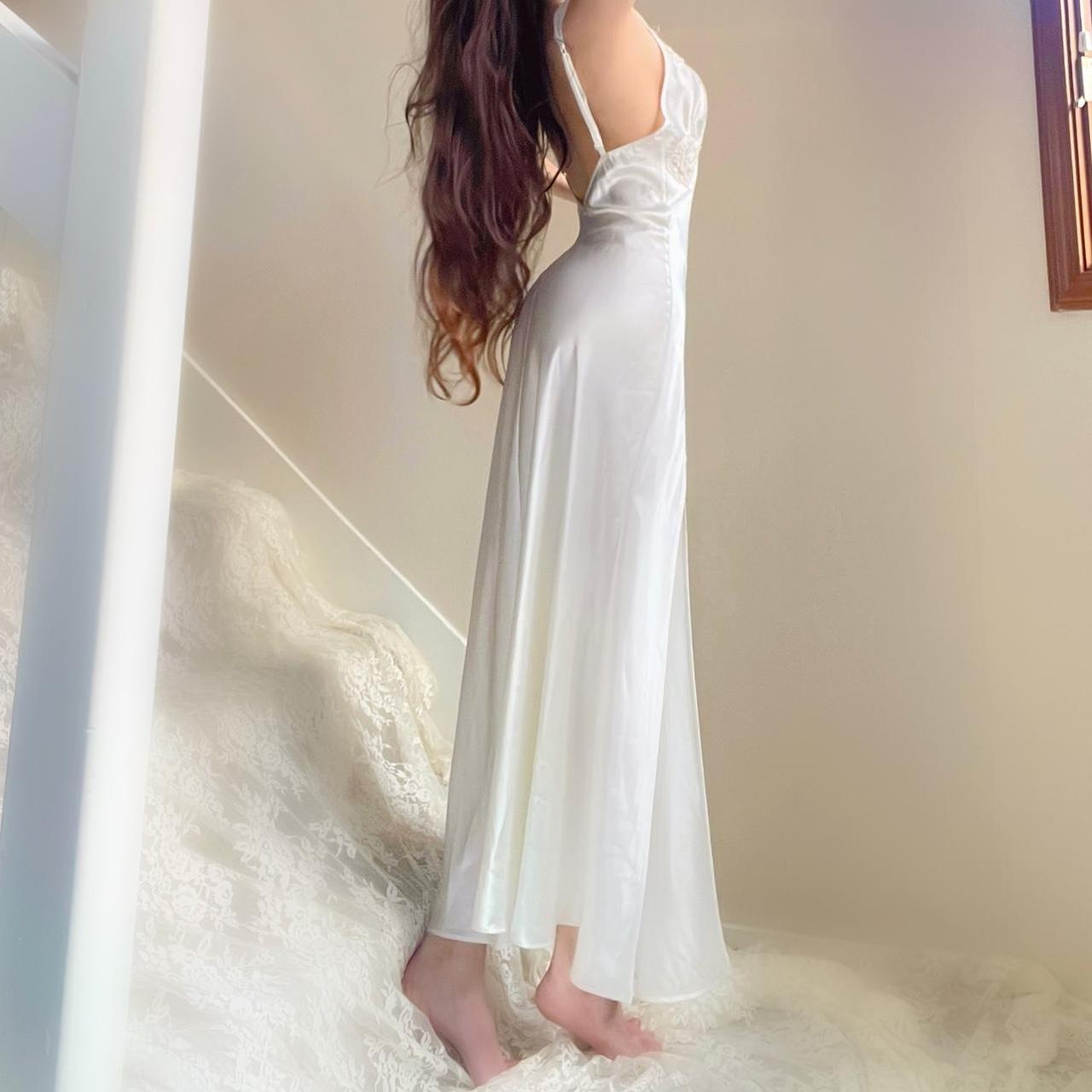 1990s Victoria’s Secret white beaded lace honeymoon bridal lingerie gown