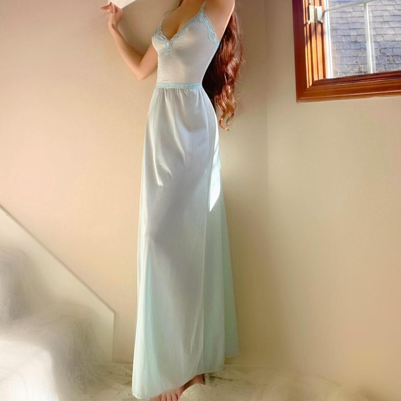 1970s Vanity Fair baby blue dainty lingerie dress