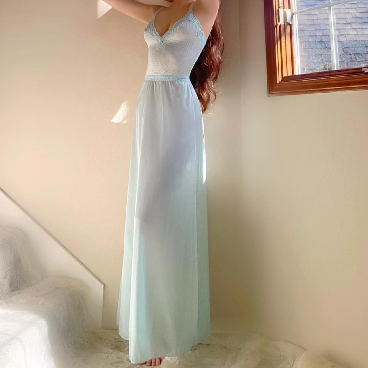 1970s Vanity Fair baby blue dainty lingerie dress