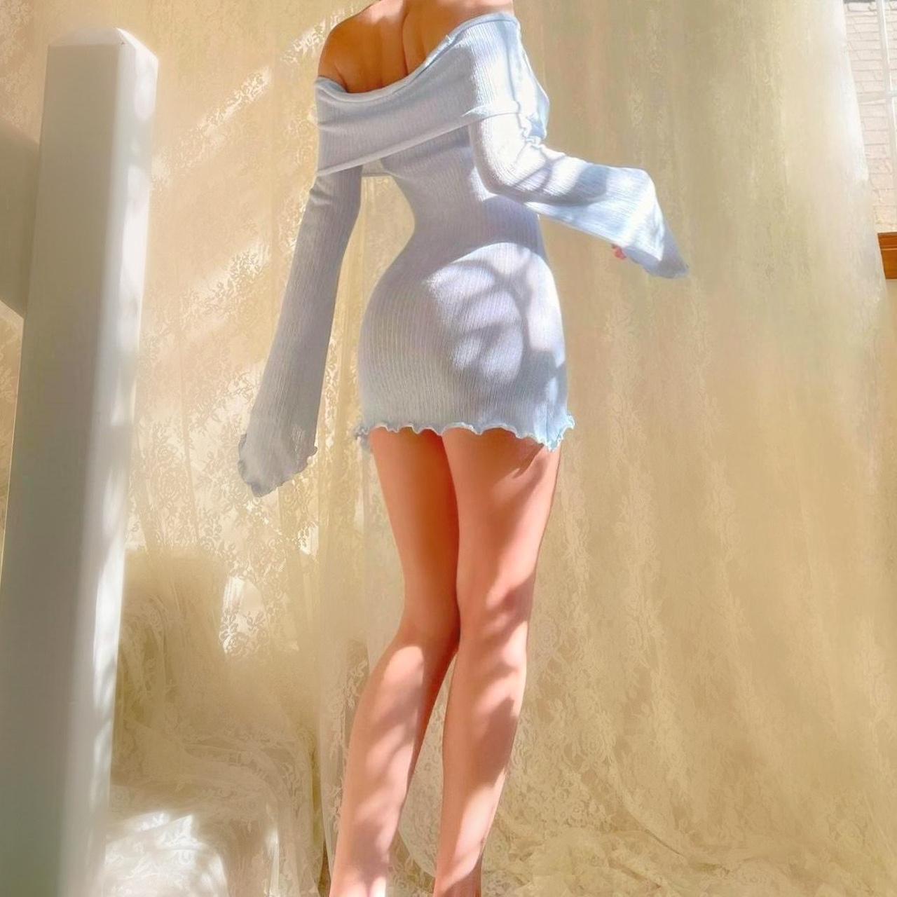 Aphrodite's Angel Baby Blue Off the Shoulder Mermaid Mini Dress