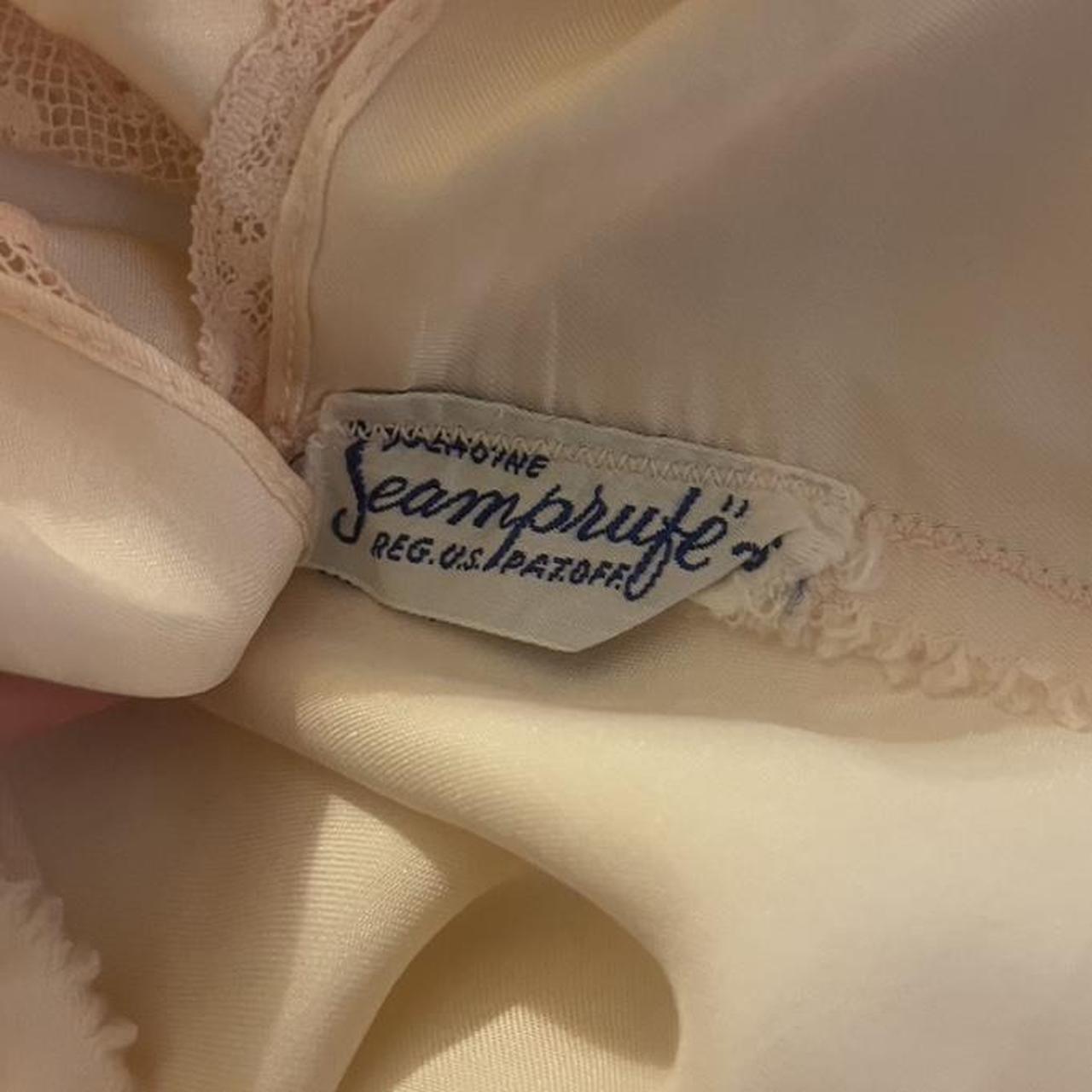 1930s antique peachy baby pink bias cut lace trim lingerie gown