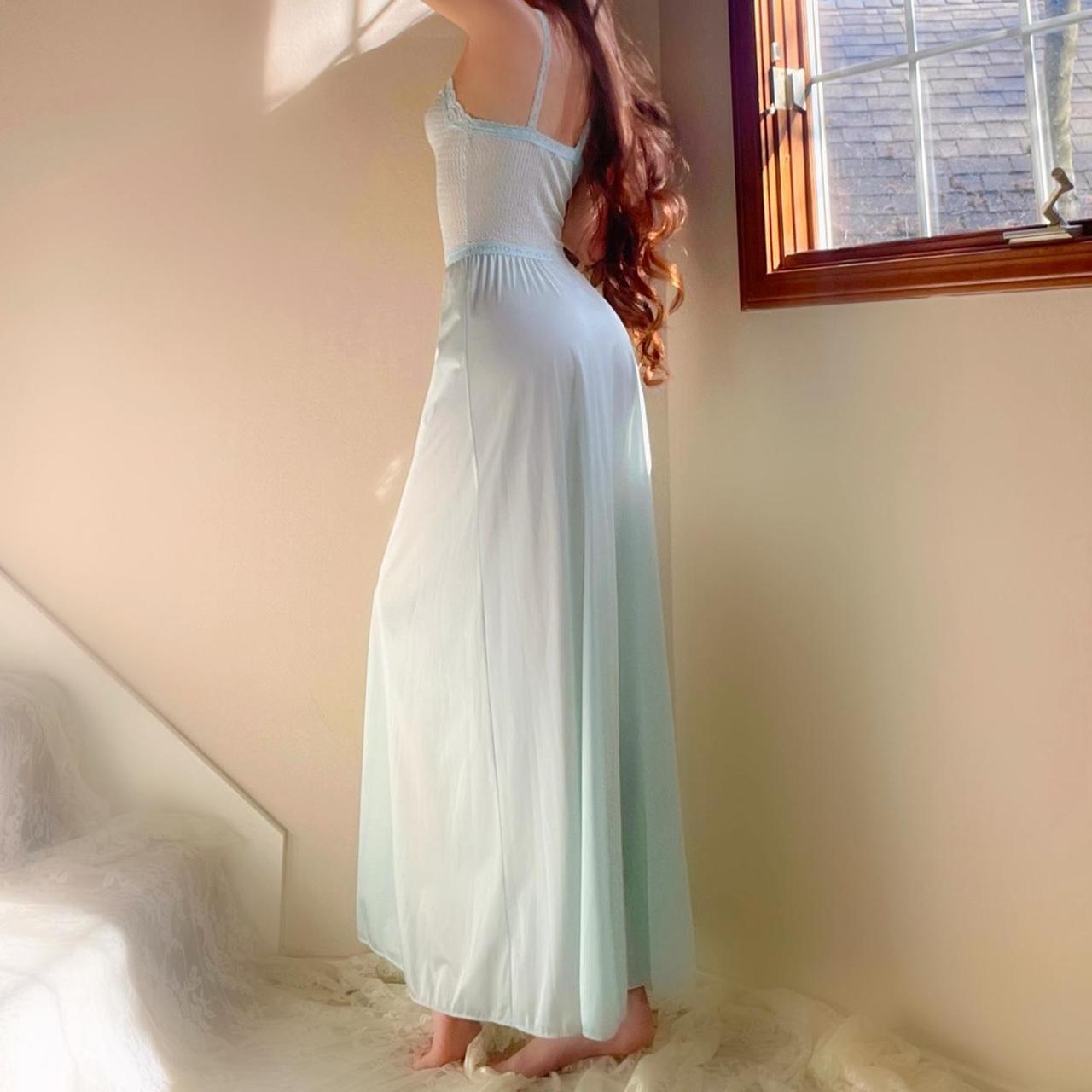 1970s Vanity Fair baby blue dainty lingerie dress
