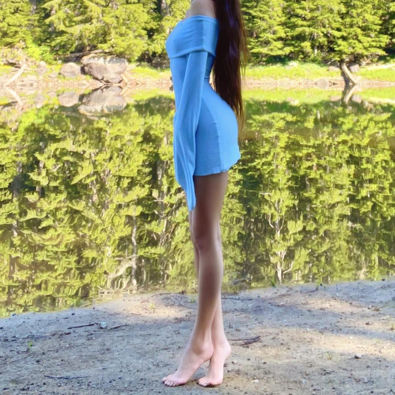 Aphrodite’s Angel Baby Blue Off the Shoulder Angel Sleeve Mini Dress