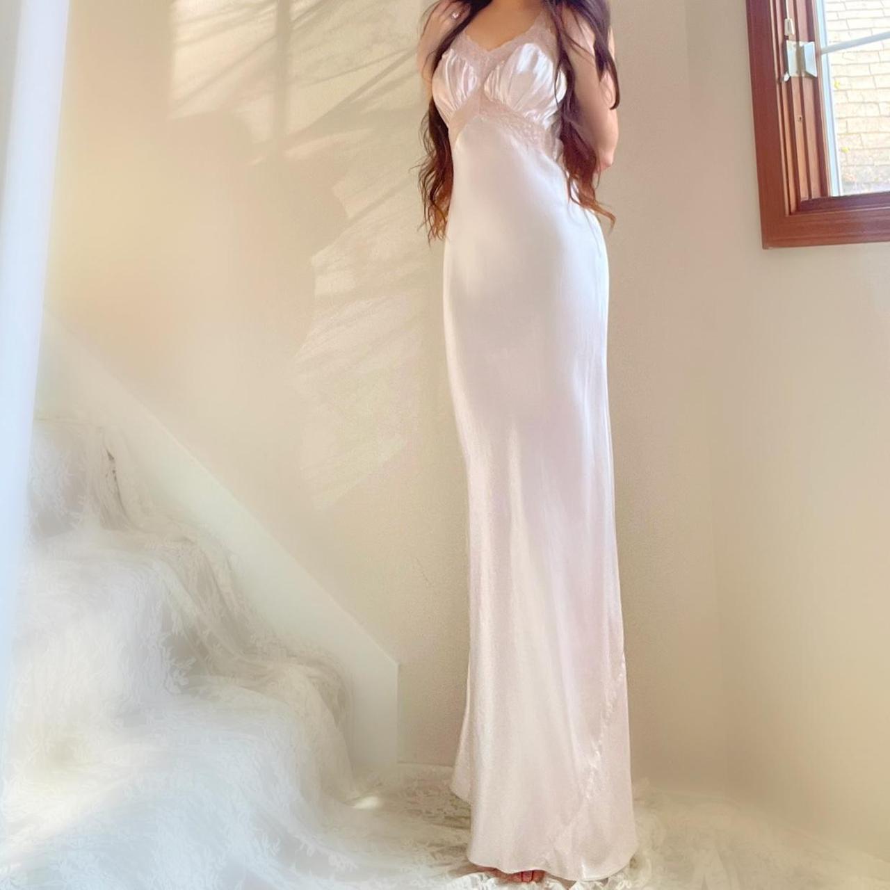 1930s antique pale pink glamorous bias cut lingerie gown