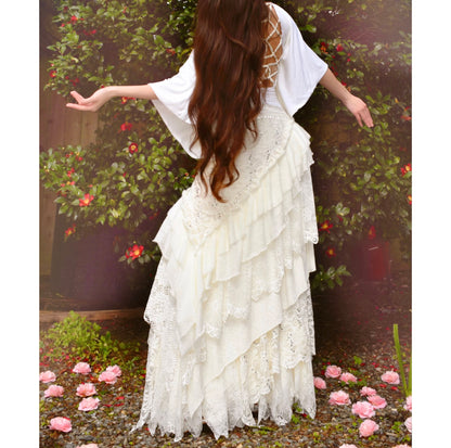 Aphrodite's Angel White Layered Maxi Skirt