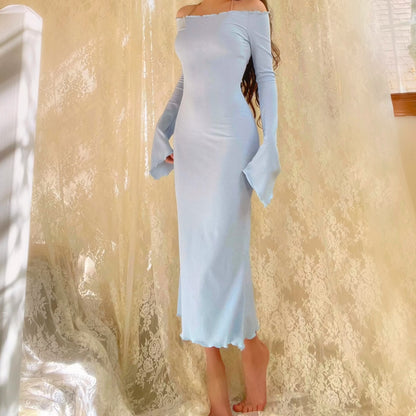 Baby Blue Baby Off the Shoulder Angelic Midi Dress