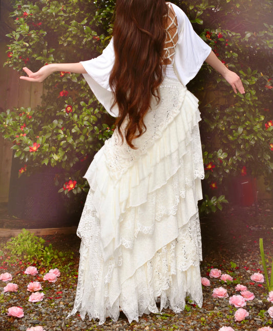 Aphrodite's Angel White Layered Maxi Skirt