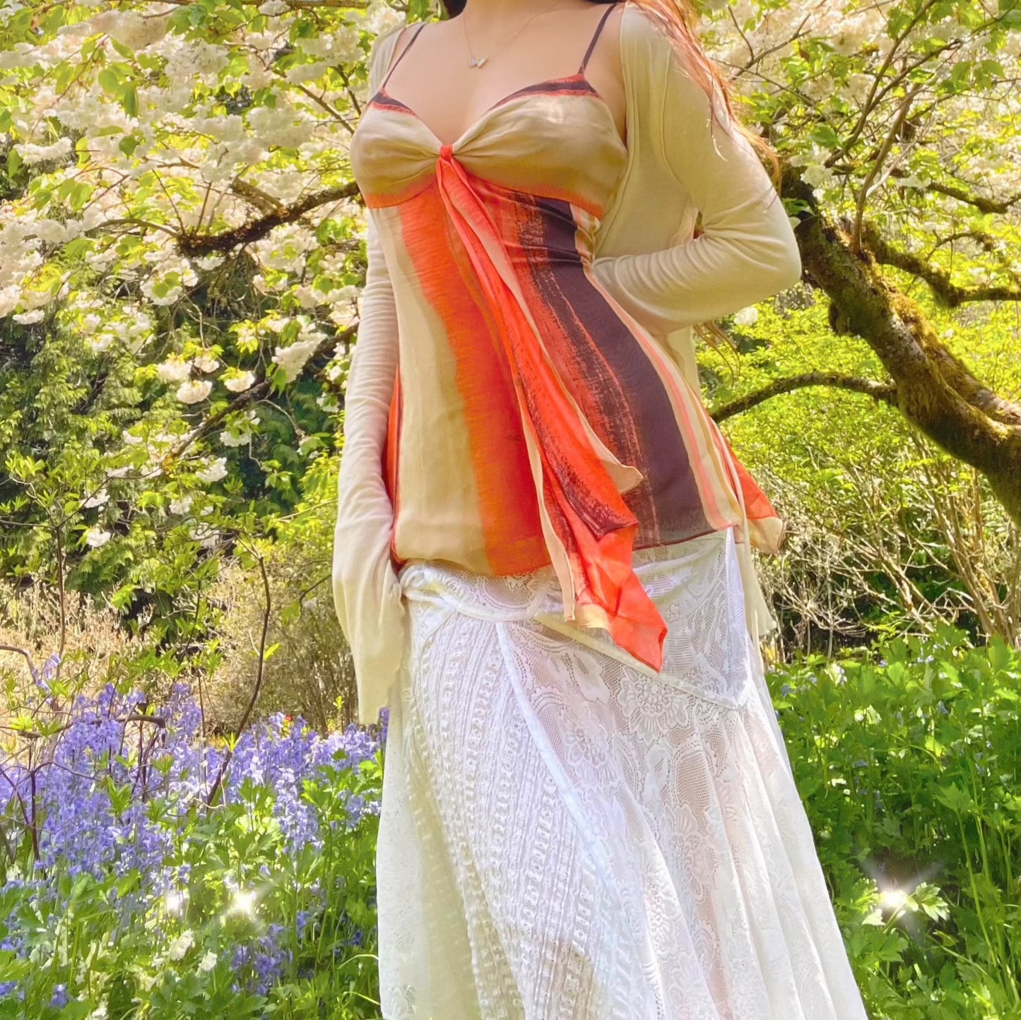 Vintage BCBG Orange Stripped Flowy Fairy Top