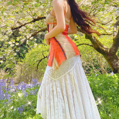 Vintage BCBG Orange Stripped Flowy Fairy Top