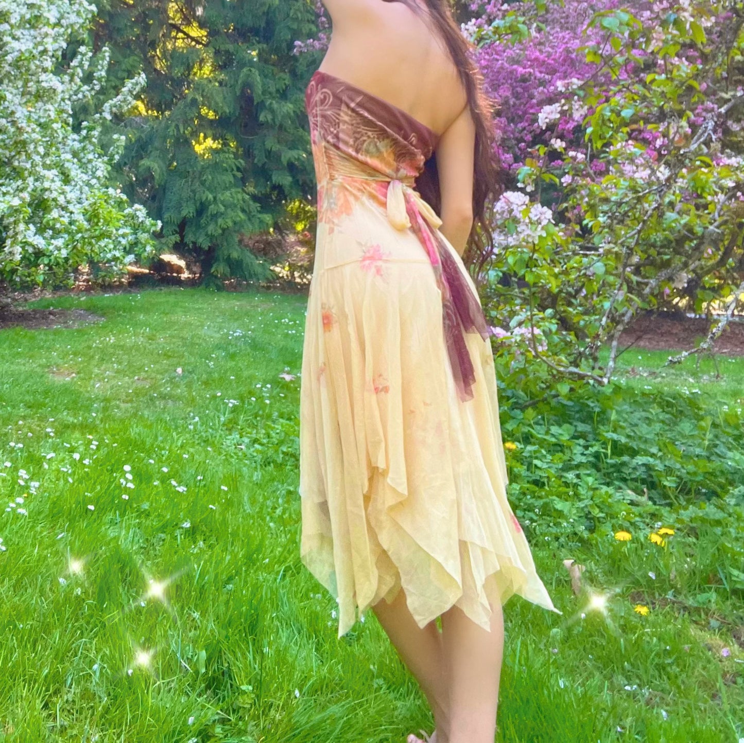 Vintage 90's Forever Floral Strapless Fairy Dress