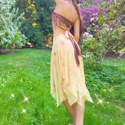 Vintage 90's Forever Floral Strapless Fairy Dress