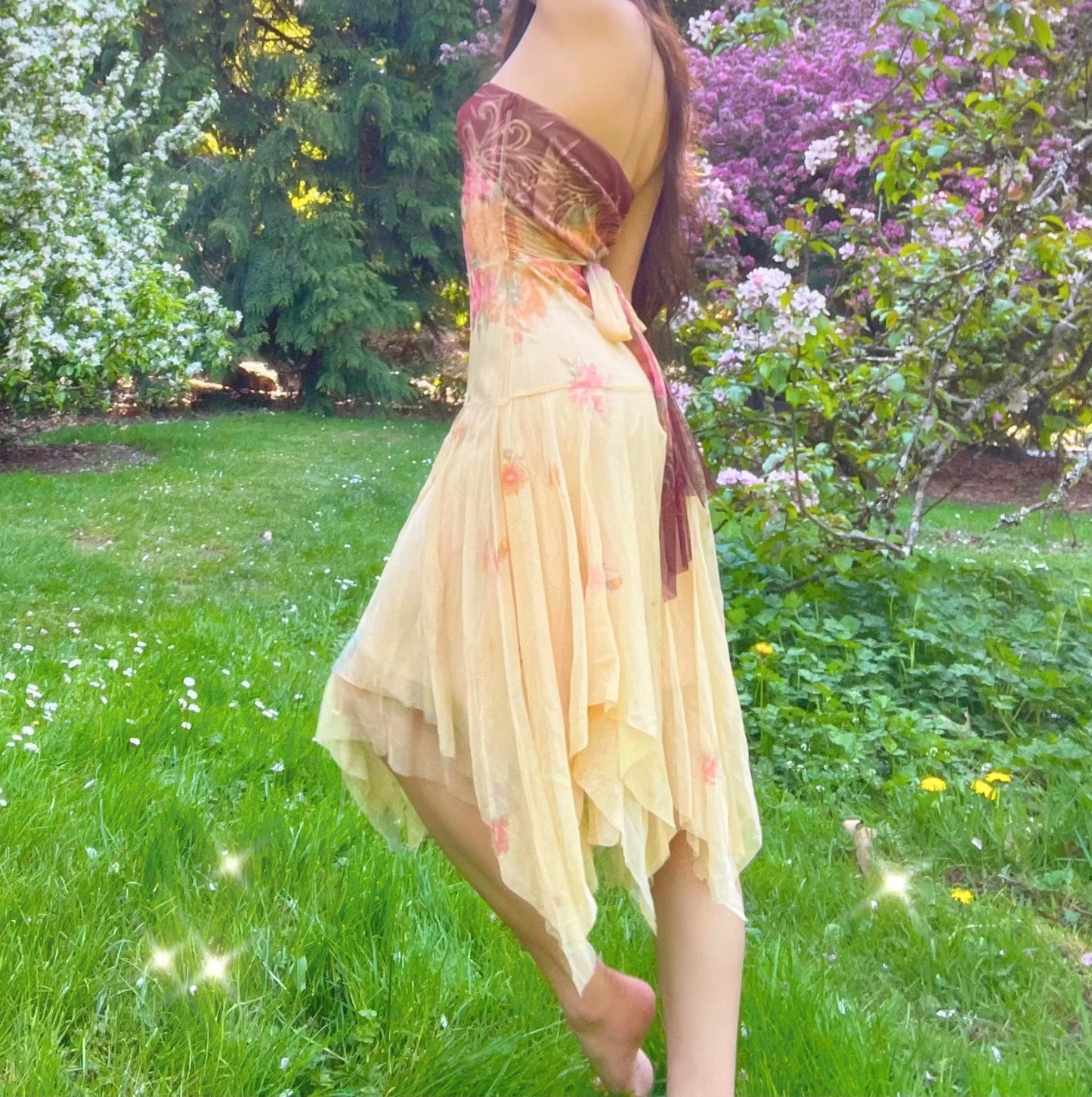 Vintage 90's Forever Floral Strapless Fairy Dress