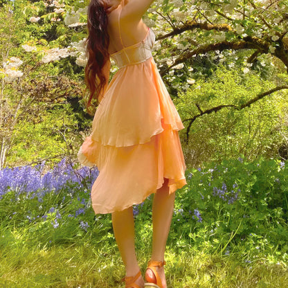 Vintage Bebe Peach Silk Flowy Fairy Dress