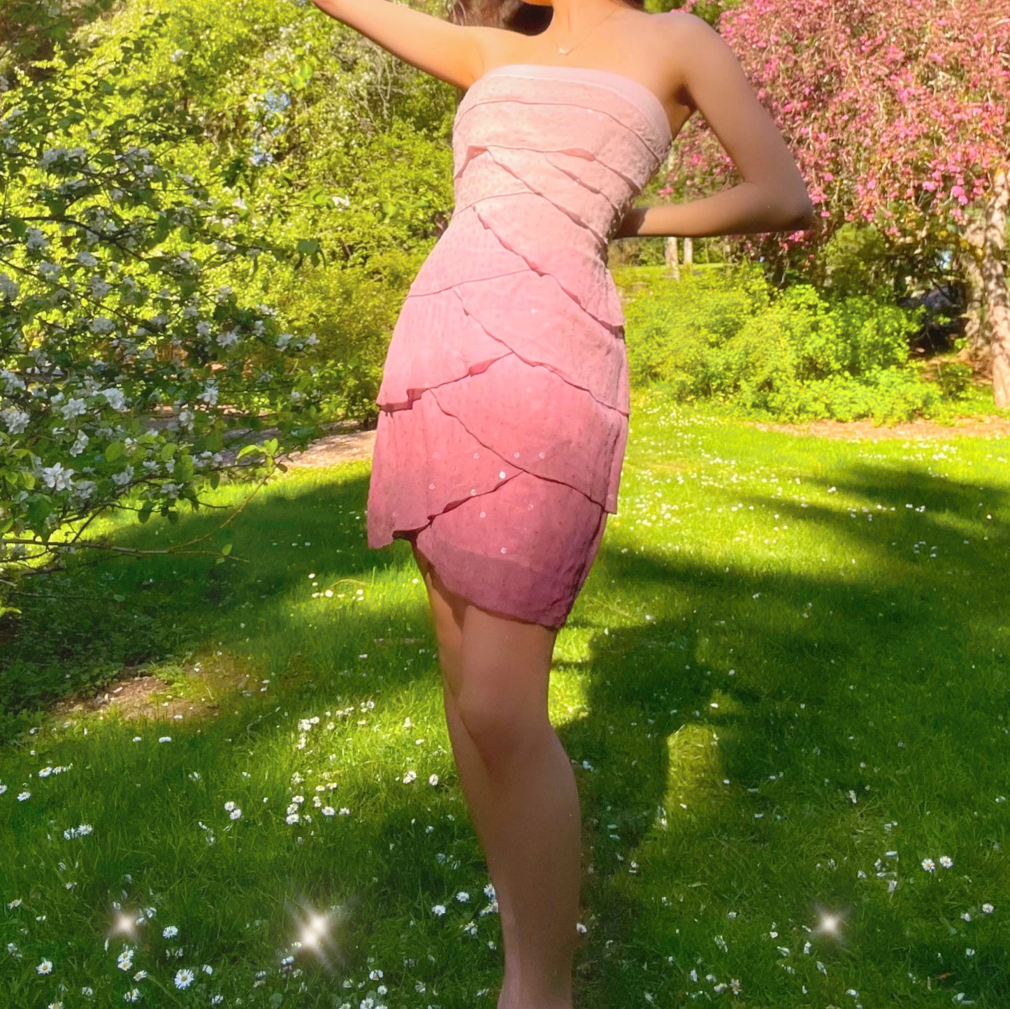 Vintage Bebe Sparkly Ombre Fairy Mini Dress