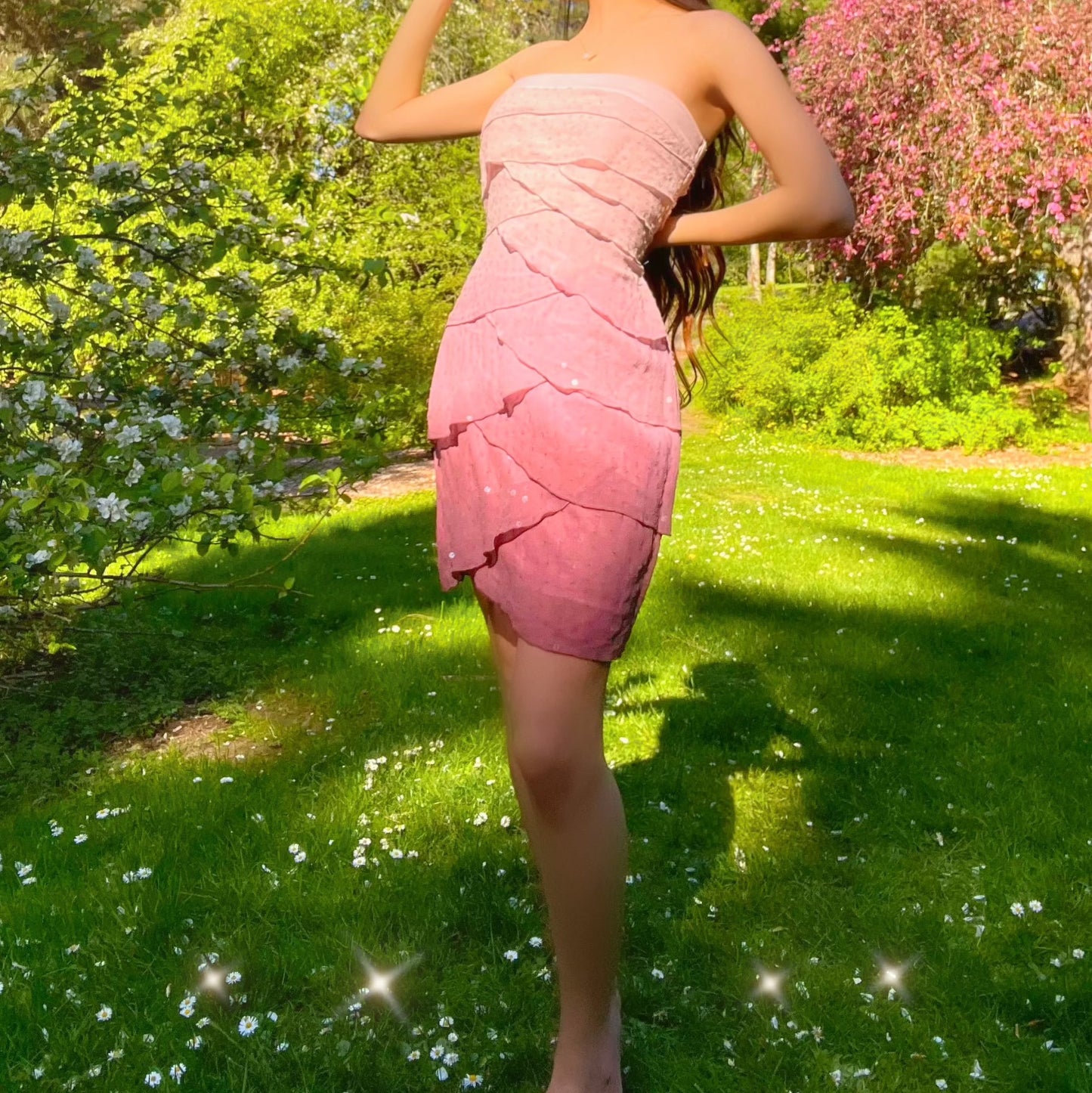 Vintage Bebe Sparkly Ombre Fairy Mini Dress