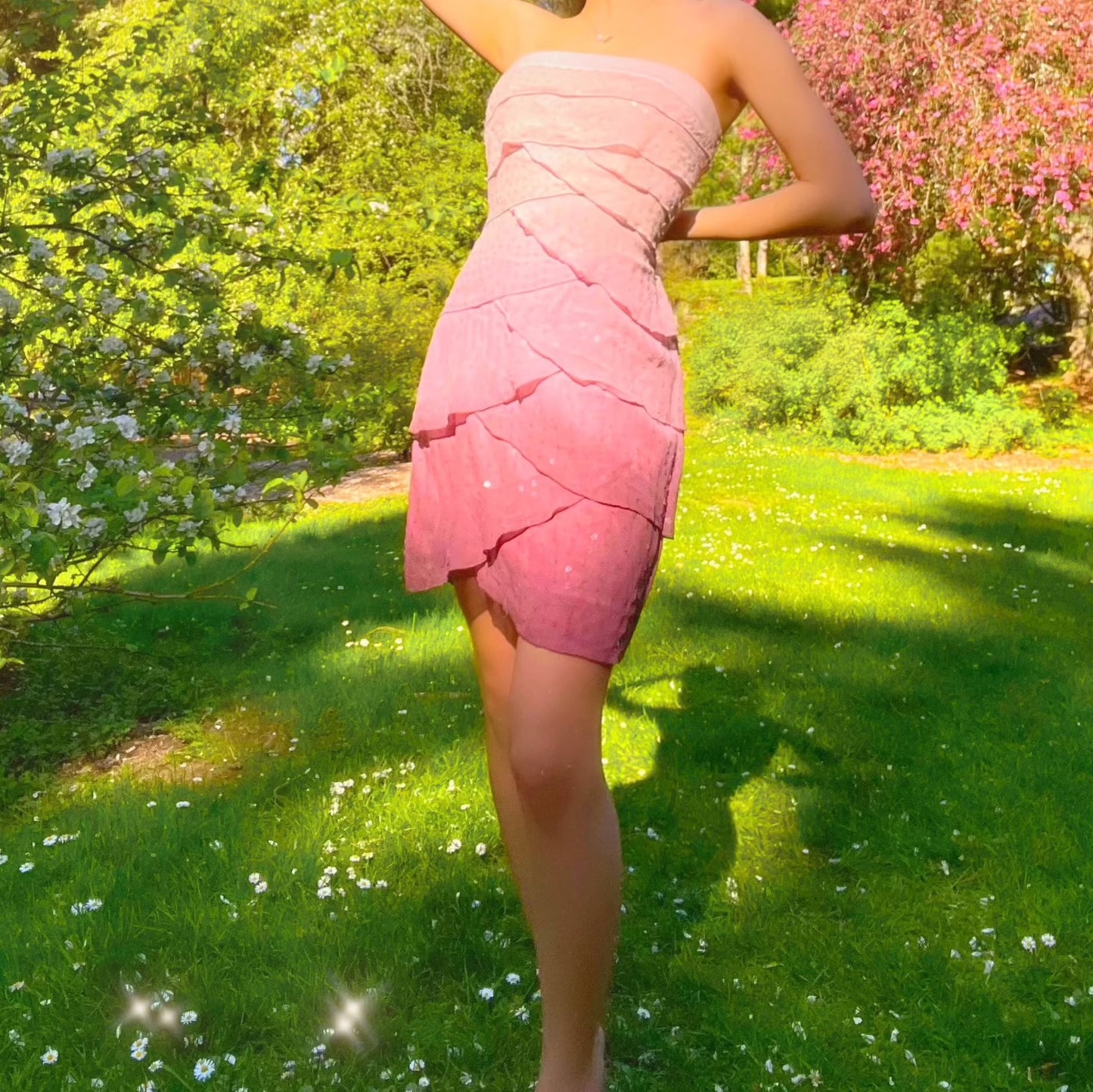 Vintage Bebe Sparkly Ombre Fairy Mini Dress
