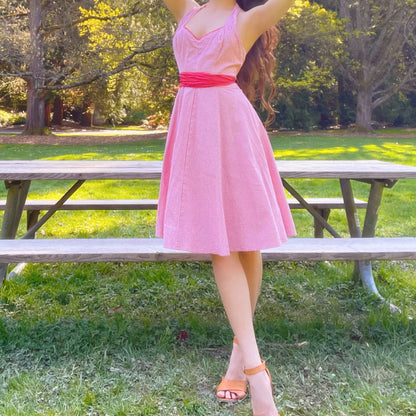 Vintage 90's Guess Red Gingham Halter Dress