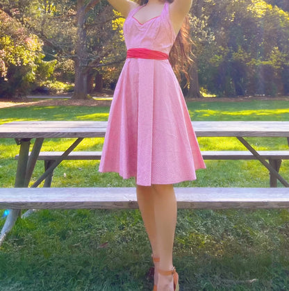 Vintage 90's Guess Red Gingham Halter Dress